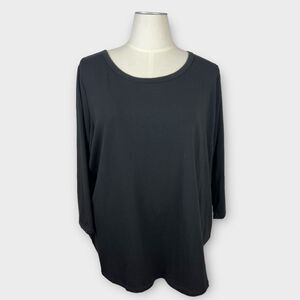 Susan Graver Weekend Essentials Cotton Modal Black Long‎ Sleeve Tee 4X A638774